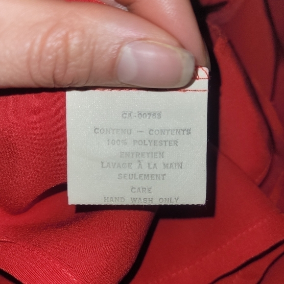 Beautiful Red 80's Ruffle Collar Blouse Size Vintage 10 - Picture 8 of 8